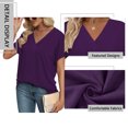thumbnail image 4 of SHIBEVER Womens Tops Summer Short Sleeve Shirts for Women Casual V Neck Tops for Women Loose Fit Comfy Purple T Shirts for Women XL, 4 of 8