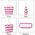 thumbnail image 4 of Waterproof Beach Bag Canvas Stripe Rope Handles with Top Zipper Closure Shoulder Beach Tote Bags, 4 of 5