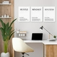 thumbnail image 2 of Hustle Mindset Success Wall Art Set of 3 Framed Canvas Black and White Motiviational Wall Art Home Office Wall Decor Inspirational Positive Quotes Posters Success Entrepreneur Gifts 12"x16", 2 of 6