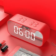 BT501 Portable Buletooth Speaker with Alarm Clock 5.0 Stereo Sound Speaker Digital Alarm Clock Pink