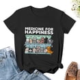 thumbnail image 3 of My Medicine for Happiness Is Cats Every Day Women’s Cotton Short Sleeve T-Shirt HD Graphic Print Casual Crew Neck Tee XL, 3 of 7