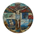 thumbnail image 4 of WYYP Jesus Cross Folk Art Round Tablecloth 100% Polyester Outdoor Fitted White, 4 of 8