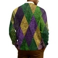 thumbnail image 4 of QHRMKOG Mens Cardigan Sweater Loose Fit Long Sleeve Mardi Gras Carnival Print Cardigans Casual Button V Neck Cardigan Sweaters Autumn Knit Sweaters Gold M, 4 of 7