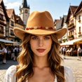 thumbnail image 2 of Premium Felt Cowboy Hat with Cattleman Crease Wide Brim Shapeable Western Hat for Men Women Cowgirl Rodeo Daily Wear, 2 of 5