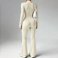thumbnail image 4 of Women 2 Piece Outfits Tracksuit Set Long Sleeve Zipper Yoga Jacket and Flare Pants Workout Set With Pockets, 4 of 5