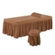 thumbnail image 3 of Juego de mesa de masajes para hotel, de poliéster, con falda de cama, cenefa, sábana y funda de almohada, funda de taburete para salón de belleza y tatuajes. café, 3 of 9