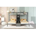 thumbnail image 6 of New Twin over Twin & Twin Bunk Bed with Built-in Staircase and Storage Drawer,Gray, 6 of 11
