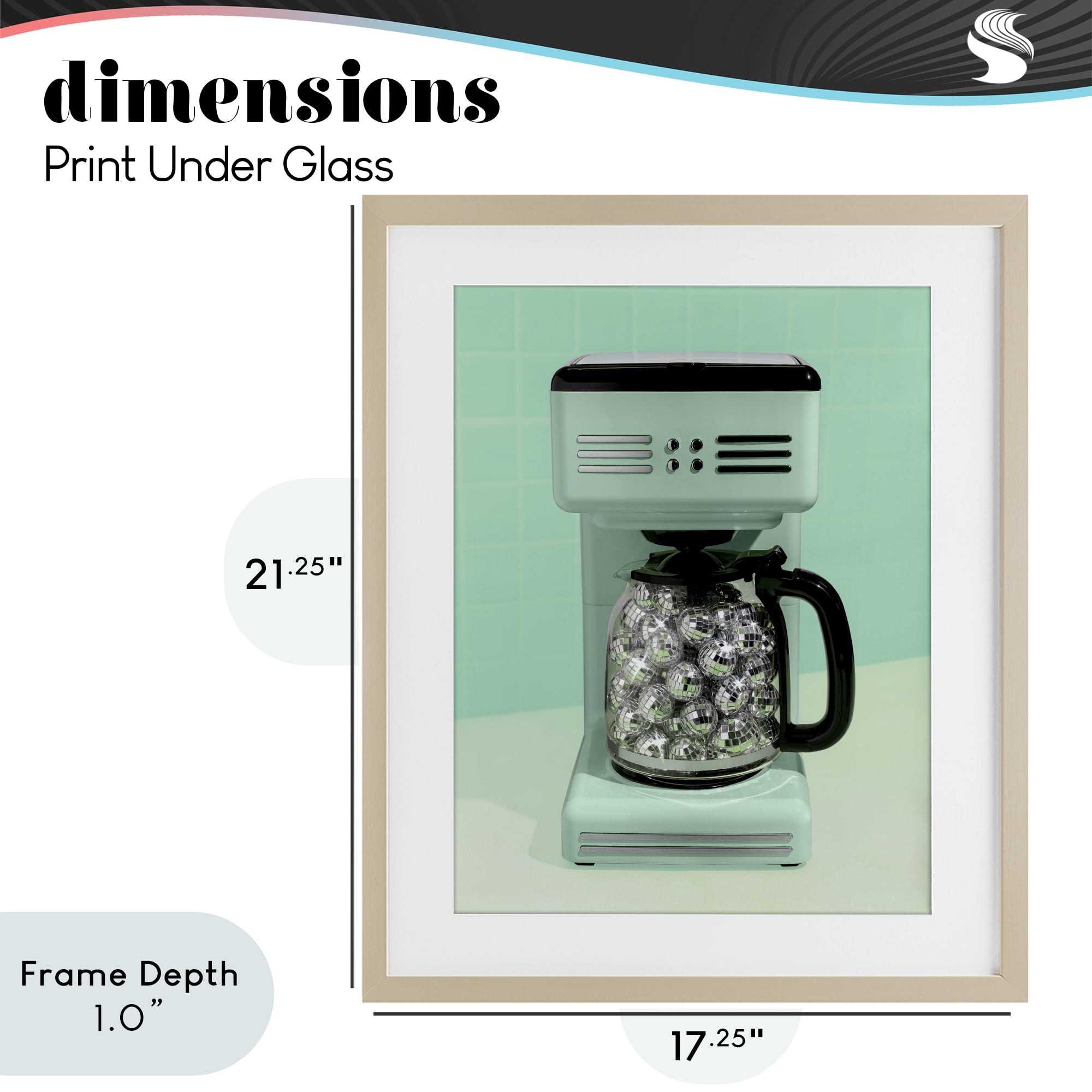 Stupell Industries Disco Coffee Maker over Green Birch Framed Print Under Glass, design by LISH Creative