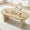 Wood, variant on 70.8 in Dining Table for 6-8 People, Modern Oval Kitchen Table with Wood Strip Base, for Kitchen, Living Room, Office, Restaurant, Multi-Use