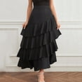 thumbnail image 5 of POIUYTR Women Summer Flounce Skirts Casual High Waist Tiered A-Line Long Skirts Trendy Solid Color Skirt, 5 of 6