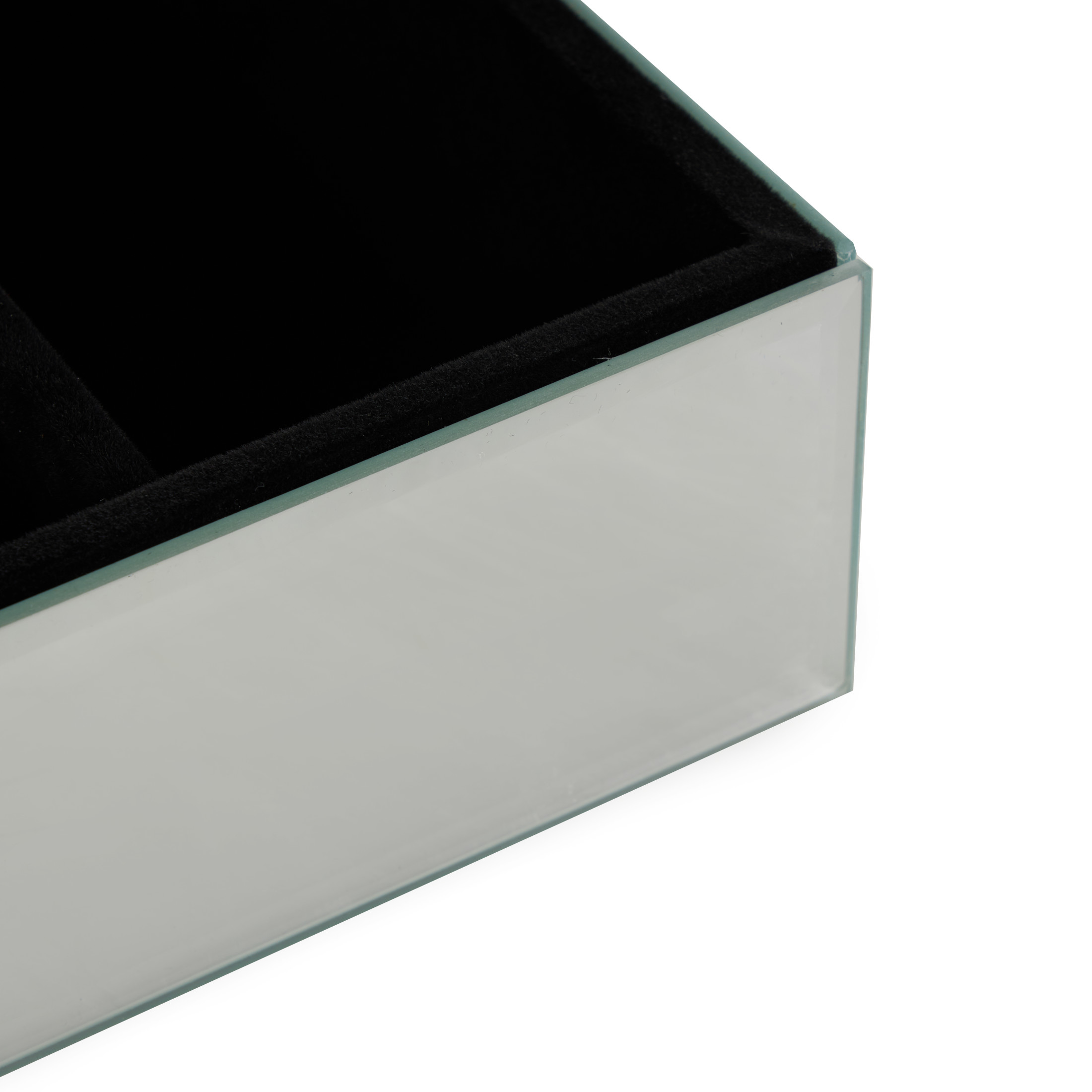 DecMode Mirrored Silver Glass Decorative Jewelry Box with Black Bubble Textured Balls