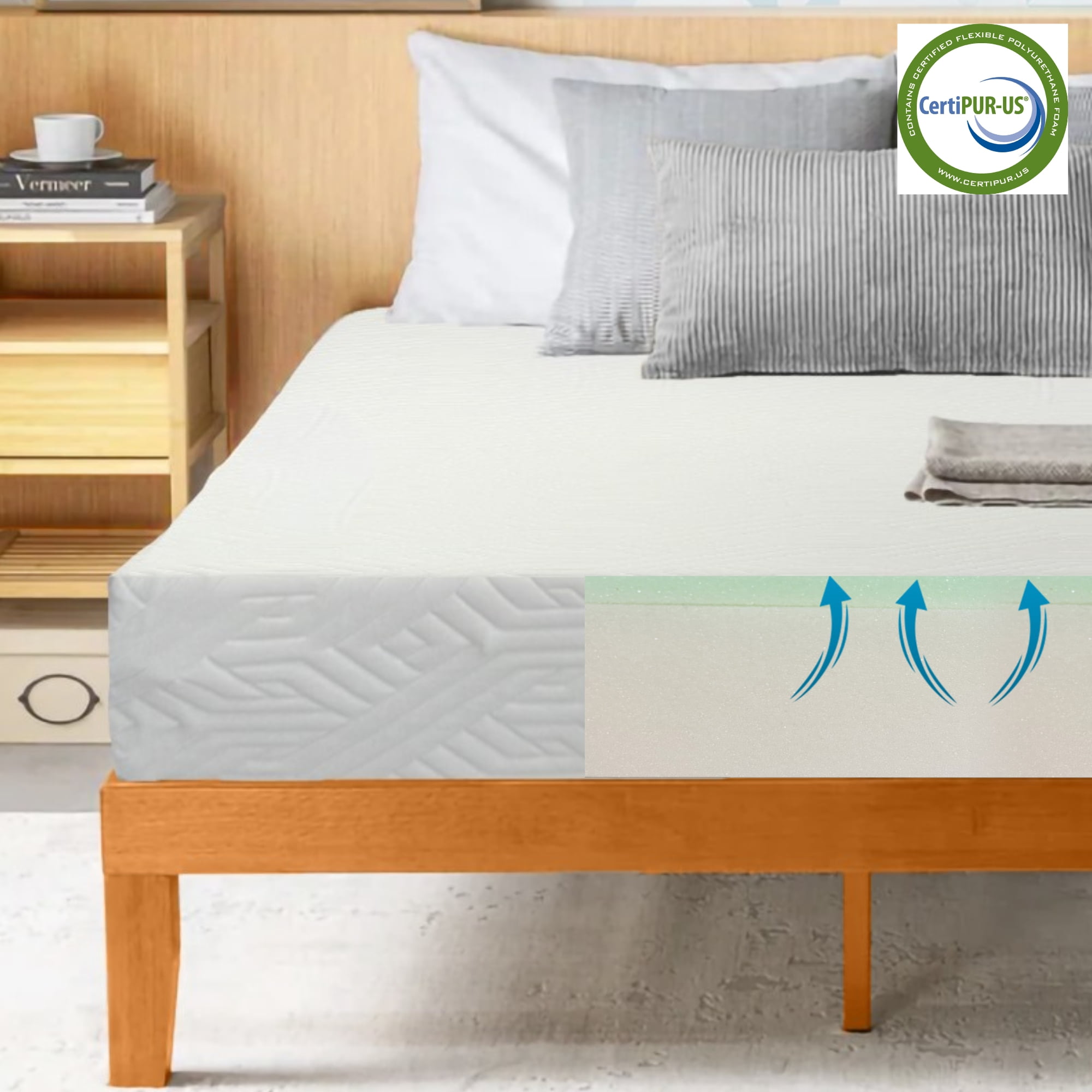 ViscoLogic Bed 6" Twin Size Adult Gel Memory Foam Mattress in a Box, Medium, CertiPUR-US