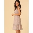 thumbnail image 4 of Vestido de volantes fruncidos Allegra K con cuello En V y mangas con volantes florales para mujer Rosa XS, 4 of 6