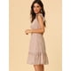 thumbnail image 4 of Vestido de volantes fruncidos Allegra K con cuello En V y mangas con volantes florales para mujer Rosa XS, 4 of 6
