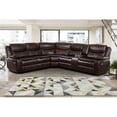 thumbnail image 2 of Lexicon Bastrop 3-Piece Traditional Wood & Faux Leather Sectional Set in Brown, 2 of 7