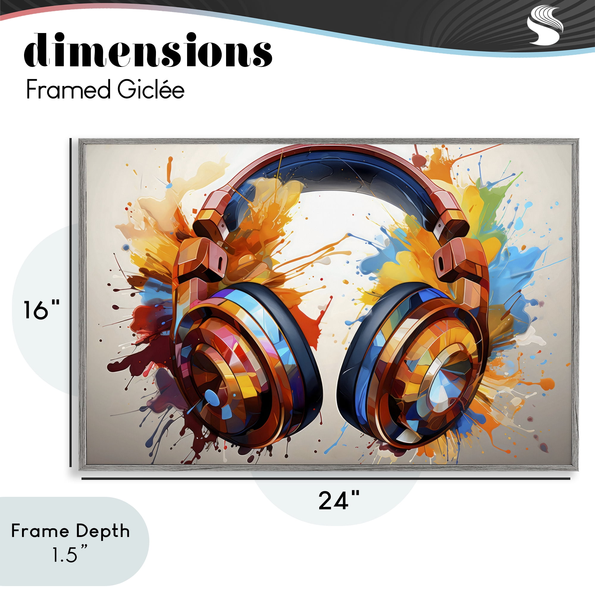Stupell Industries Music In Color Splatter Gray Framed Giclee Art, design by Creative Studio