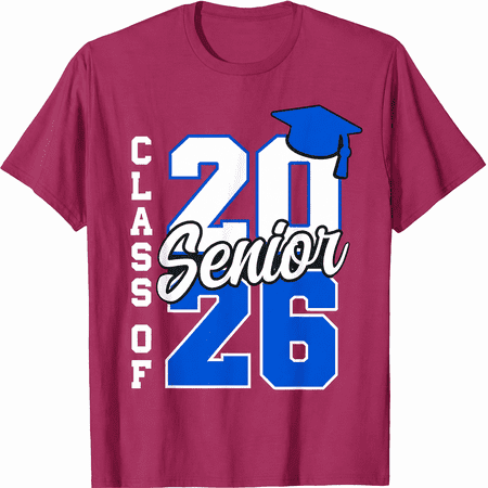 Class of 2026 Senior Graduation Shirt Bold Blue Number Graphic Tee School Pride Gift for Students Graduation Celebration T-Shirt