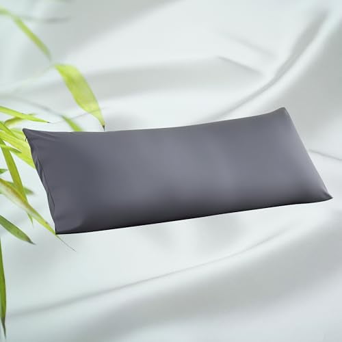 1 Pack Body Size Bamboo Viscose Zippered Pillow Case,400 Thread Count Cooling Pillow Protectors for Hot Sleepers,Luxurious Hotel Quality - Silky,Soft,Breathable (20x54 Inches,Dark Grey)