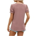 thumbnail image 4 of lmcalzta Womens Tops Puff Short Sleeve Crewneck T Shirts Spring Summer Casual Solid Color Tees Blouses, 4 of 6