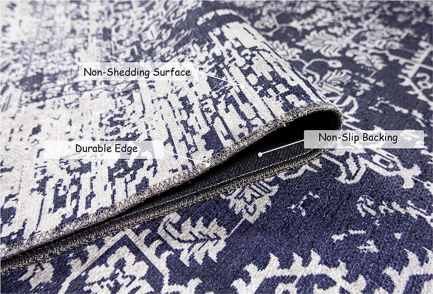Gloria - Door mat Washable Rug Runner Low Profile Persian Washable Rugs Non Slip Rugs for Living Room Light Weight Outdoor Mat