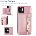 thumbnail image 5 of Feishell Back Flip Case for Apple iPhone 12 mini,Premium PU Leather Wallet Cover with ID Credit Card Holder & Zipper Pocket Magnetic Metal Button Kickstand Shockproof Phone Case,Rosegold, 5 of 6