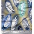 thumbnail image 1 of Soimoi Rayon Crepe Fabric Leaves & Feather Printed Fabric 1 Yard 46 Inch Wide, 1 of 3
