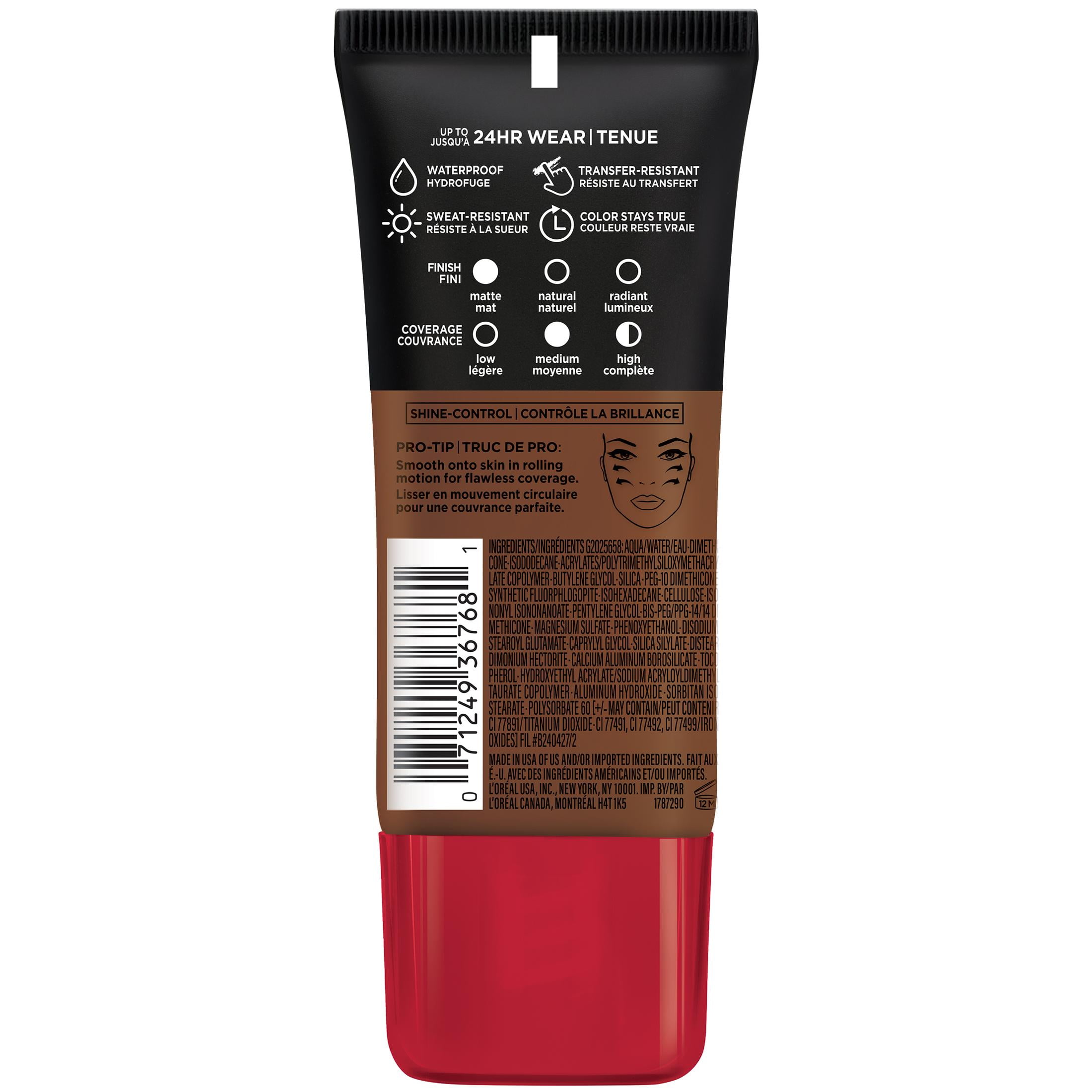 L'Oreal Paris Infallible Pro Matte Liquid Foundation Makeup, 115 Rich Ebony, 1 fl oz