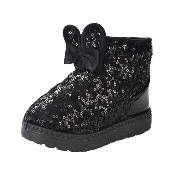 CAIVO Cozy Kids Boots Winter Insulated Boots With Cute Bow Embellishment Toddler Kids Fashionable Solid Color Child Shoes