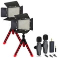thumbnail image 2 of 2-Person Wireless Lavelier Microphone Set 60 ft Range 2.4GHz Crystal Clear Audio + Powerfull LED Video Light on Triopod Best Bundle for Vloggers YouTubers and For Professional Zoom Google Skype Meetings, 2 of 10