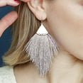thumbnail image 2 of Pendientes bohemios de hilo sedoso con flecos y borlas, colgantes ligeros con forma de pluma para mujeres y niñas Adepaton LRWJ272-6, 2 of 6