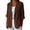 A1 Brown, variant on Blazers for Women Linen Blend Three Quarter Rolled Sleeve Open Front Jacket with Notched Lapel, Single Button Patch Pockets for Work Office Business Casual Outfits Brown L
