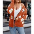 thumbnail image 4 of Women'S Floral Print Cardigan Long Sleeve Open Front Button Down V Neck Knitted Sweaters Orange-Red L, 4 of 7