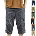 thumbnail image 7 of Chiccall Men's Cotton Cargo Shorts with Belt Below Knee 8 Pockets Hiking Active Shorts Summer Vacation Beach Straight Leg Shorts Sizes M-5XL, 7 of 7