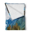thumbnail image 2 of Nature Soft Flannel Fleece Throw Blanket, Norway Mountain Range Snowy Peaks by the Lake Fishing Nordic Northern Landscape, Cozy Plush for Indoor and Outdoor Use, 70" x 90", Multicolor, by Ambesonne, 2 of 5