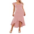 thumbnail image 1 of Women Long Bodycon Dress Solid Color Ruffles Fishtail Sleeveless Dress, 1 of 9
