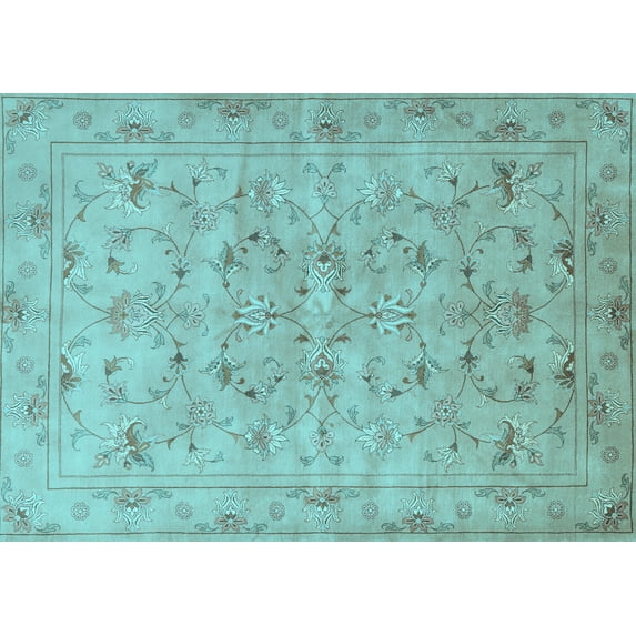 Ahgly Company Indoor Rectangle Persian Light Blue Traditional Area Rugs, 6' x 9'