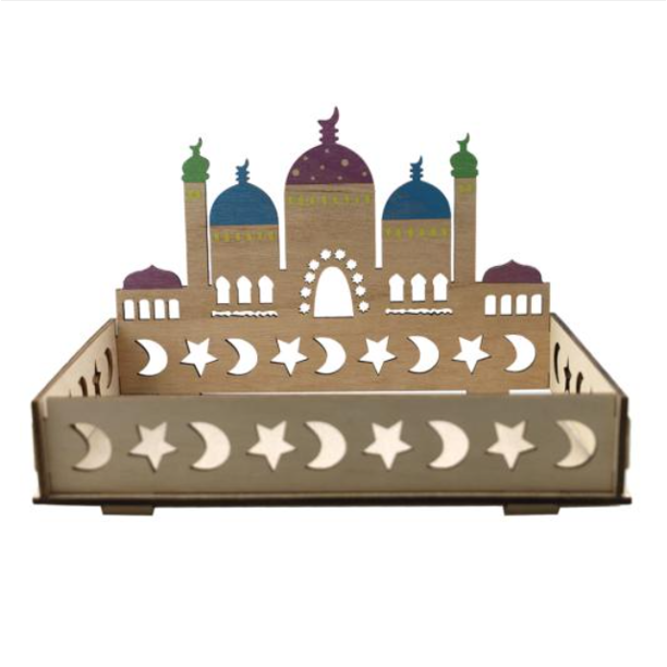 Bandeja Postre Alimentos De Madera Eid Mubarak Decoración Para El Hogar Islámica Ramadán Kareem getgto 203024152N4