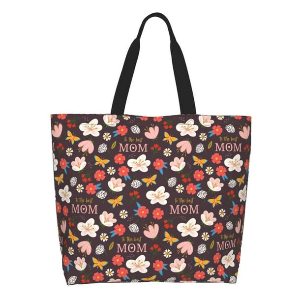 Easygdp To The Best Mom Bolsas Tote para Mujer, Bolsos de Hombro para Viaje, Bolsos de Mano de Gran Capacidad para Compras y Trabajo