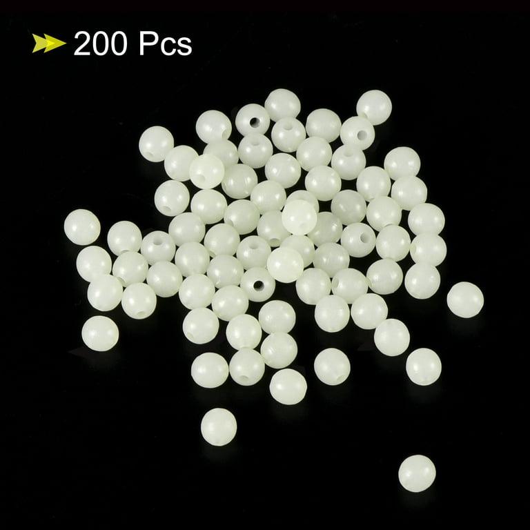 Uxcell 5mm Round Soft Plastic Luminous Glow Fishing Beads Tackle Tool White  200 Pieces