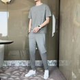 thumbnail image 4 of Conjuntos de camiseta y pantalones, ropa deportiva de corte regular, lisa y estética, para hombre, chándal de alta calidad, ropa de lujo S, 4 of 5