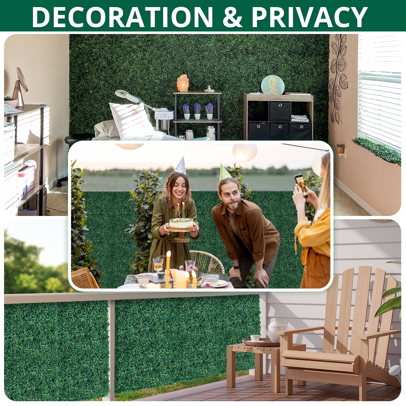 GOTGELIF 12 PCS 10"x10" Artificial Boxwood Panels, Boxwood Hedge Wall Panels, Artificial Grass Backdrop Wall 2", Privacy Hedge Screen UV Protected for Outdoor Indoor Garden Fence Backyard