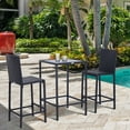 thumbnail image 2 of Outsunny 3 Pieces Wicker Patio Bar Set, PE Rattan Outdoor Bar Set with Glass Top High Table, 2 High Backrest Chairs with Footstool for Backyard, Balcony, Garden, Poolside, Black, 2 of 10