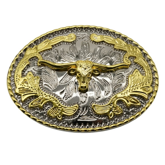 WMG Bull Head Cowboy Rodeo Western Medium Longhorn Gold Tone Fashion Belt Buckles