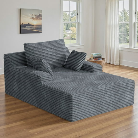Homefun 68"Oversize Chaise Lounge Chair Indoor, Comfy Lounge Sofa Upholstered Sleeper Sofa Couch Armrests, Corduroy Plush Cloud Sofa Chair for Living Room