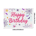 thumbnail image 3 of Happy Birthday Banner with Spider Webs Bats and Stars Elements Party Backdrop Decorations for Birthday Party Photography Props Decor Party Supplies, 3 of 8