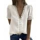 thumbnail image 2 of Jumpingount Camiseta de gasa para mujer, blusa holgada de encaje lavable con cuello de y manga corta, camisa de oficina para deportes al aire Type2 NO2, 2 of 6