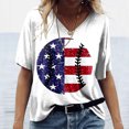 thumbnail image 3 of Women Independence Day American Flag T-shirt,4th of July Patriotic Shirts Casual Summer Tops V Neck Short Sleeve Trendy Blouses Loose Fit Work Out Tunic Tops, 3 of 4