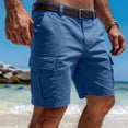 thumbnail image 2 of Cargo Shorts for Men Relaxed fit Elastic Waist Athletic Work Shorts Summer Lightweight Hiking Shorts Multi Pockets,L,#03 Dark Blue, 2 of 6