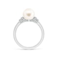 thumbnail image 2 of ANGARA Freshwater Cultured Pearl & Pave-Set Diamond Ring in 14K White Gold for Women | June Birthstone, Birthday, Anniversary, Jewelry Gift for Women | Pearl Ring, 2 of 9