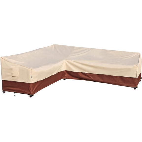 Outdoor Sectional Cover-L-Shaped Patio Furniture Covers Waterproof Rip-Stop Anti-UV 600D Outdoor Couch Sofa Cover with 3 Air Vents, Left-facing, 83''L(104''L)32''D 31''H